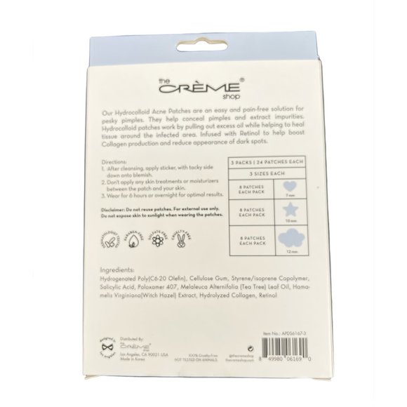 NEW The Creme Shop 72 Patches, Dreamy Skin Hydrocolloid Overnight Acne Patches - Picture 3 of 4
